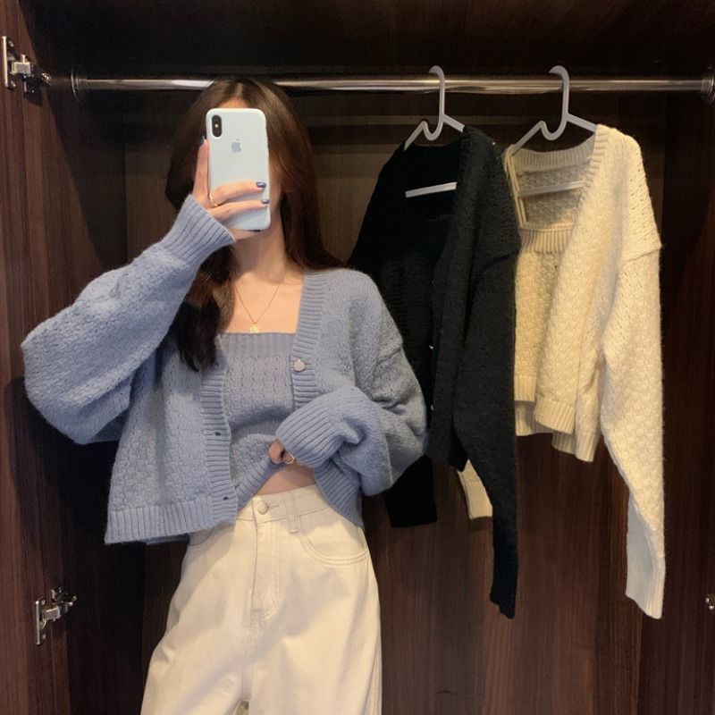 Lil Forest Set đồ 2 món gồm áo khoác Cardigan dệt kim dáng ngắn thời trang xuân thu cho nữ | BigBuy360 - bigbuy360.vn