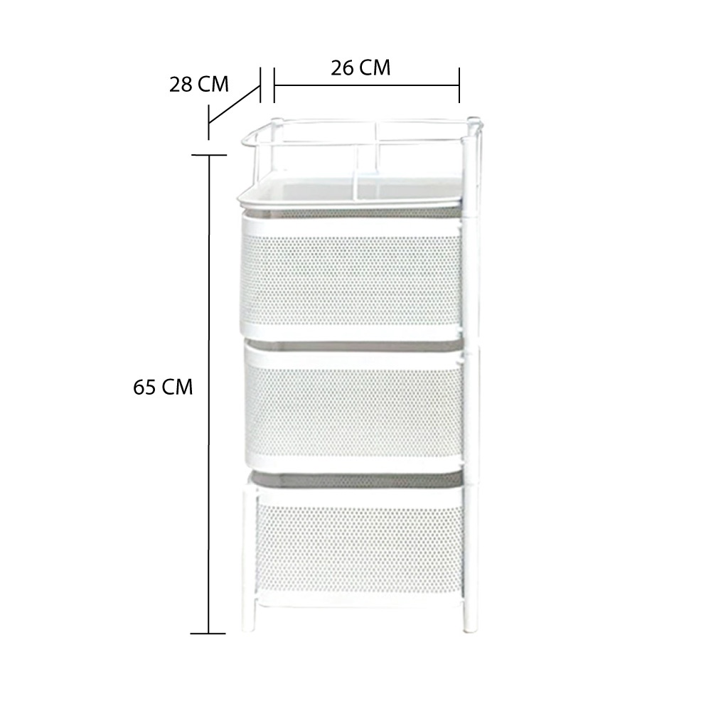 HomeBase KECH Kệ xoay đa năng vuông 3 tầng bằng thép W26xH65xD28cm màu trắng