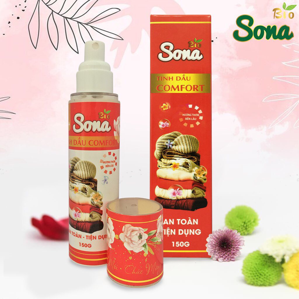 Xịt thơm quần áo SONA hương Comfor 150ml OSAR MART xả vải khô lưu hương 48h làm mềm vải tiết kiệm nước