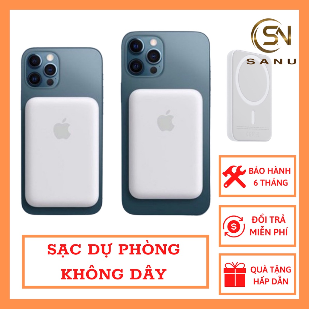 Sạc Dự Phòng Không Dây Thông Minh, Cục Sạc Nhanh Pin 5000mah Mini Nhỏ Gọn Cao Cấp - Sanu