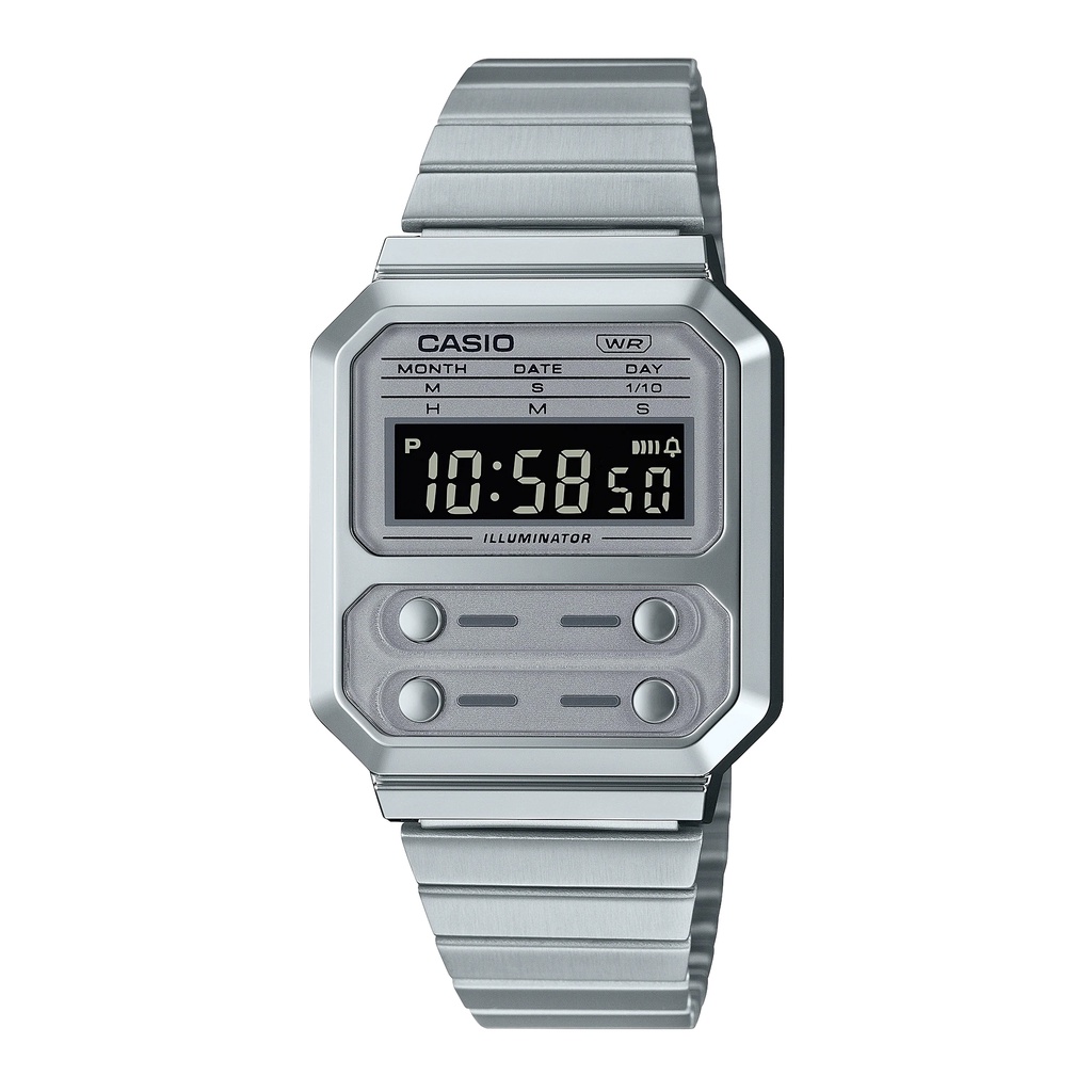 Đồng hồ nam/nữ Casio A100WE-7B dây thép không gỉ, chống nước, hàng chính hãng