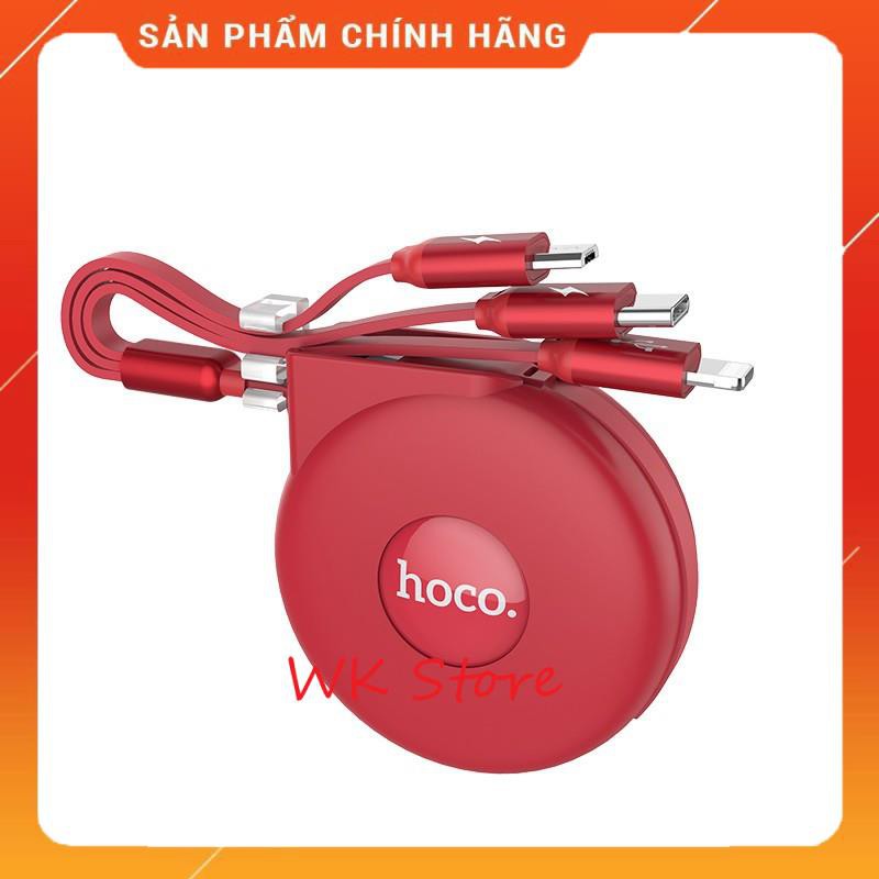 Cáp sạc 3 in 1 dây rút Hoco U50 (Micro, Lightning, Type-C) (BH 1 năm)