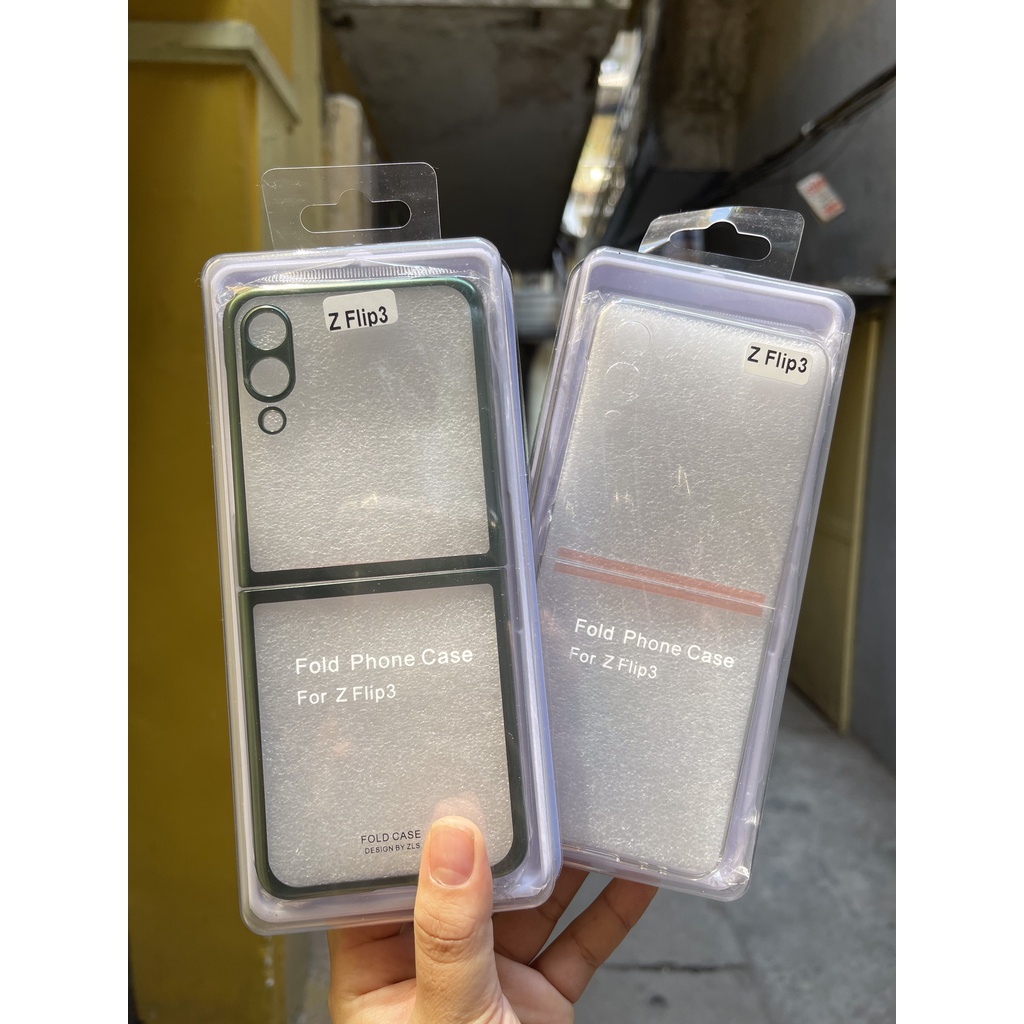 Ốp điện thoại PC cứng trong suốt viền mạ màu chống sốc cho Samsung Galaxy Z Flip3 Z Flip 3