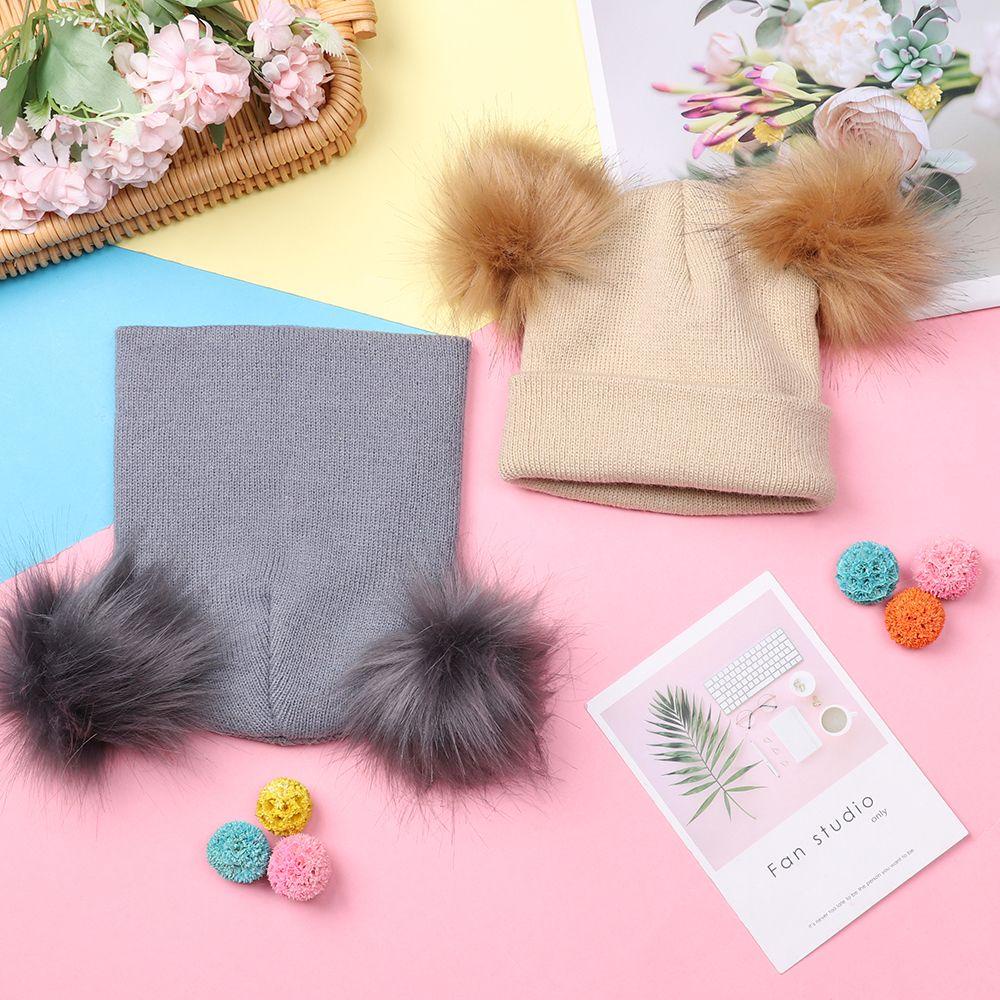 HS Mũ Len Beanie Đính Quả Bông Cho Bé