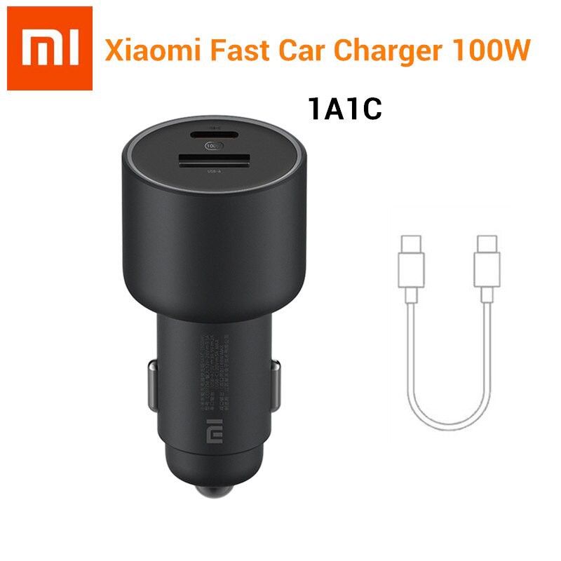 Cốc Sạc Ô Tô Nhanh 2 cổng 100W 1A1C Xiaomi kèm cáp C to C