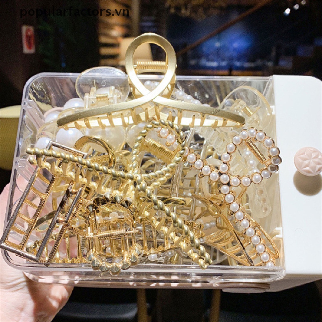 Kẹp Tóc Kim Loại Đính Hạt Ngọc Trai Lớn Cho Nữ