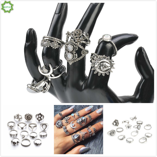 Bộ 14 Nhẫn Nhiều Kiểu Dáng Phong Cách Bohemian