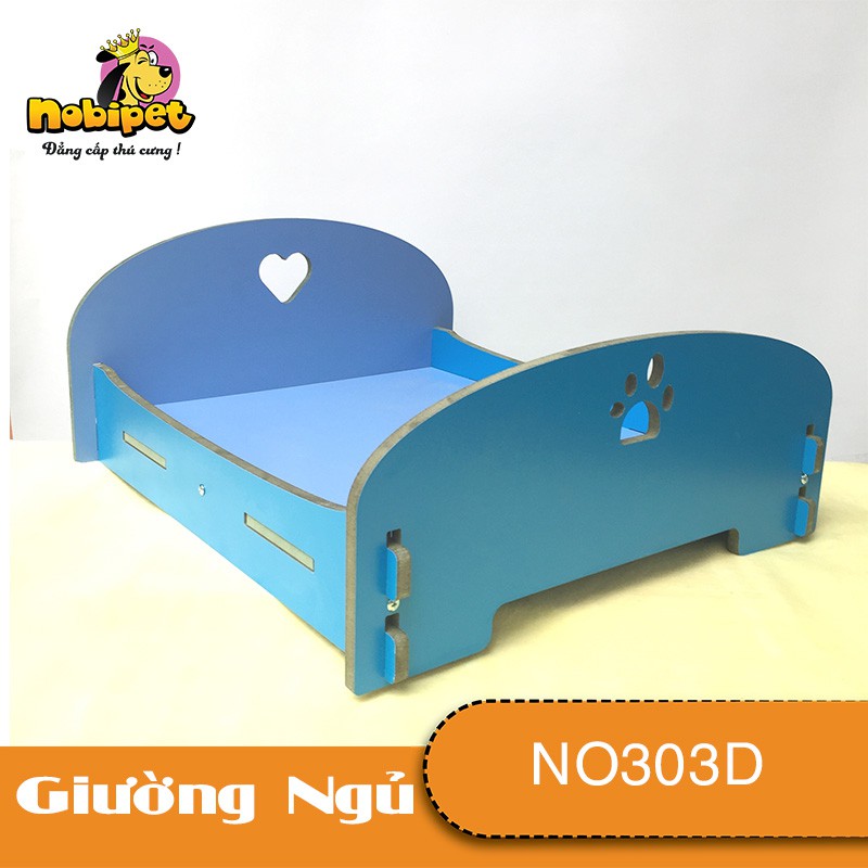 Giường Ngủ Gỗ Lắp Ráp Lovely Medium Xanh Dương Cho Chó Mèo Cỡ Trung