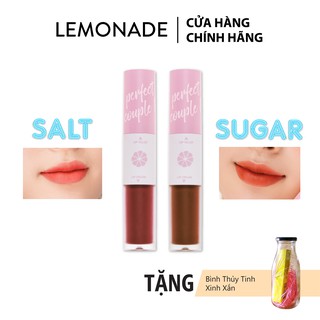 Combo 2 Son LEMONADE Perfect couple lip Sugar nâu cam đất và Salt cam đỏ đất 7.5g x 2
