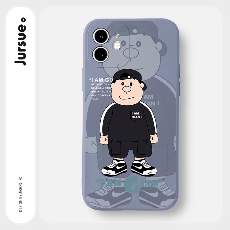 Ốp lưng JURSUE mềm hoạt hình dễ thương đẹp đen cho iPhone 13 12 11 Pro Max SE 2020 X XR XS 8 7 ip 6S 6 Plus kute Y1778