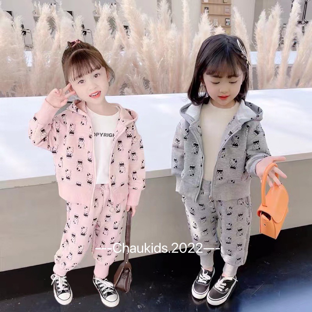 Bộ nỉ len kitty bé gái