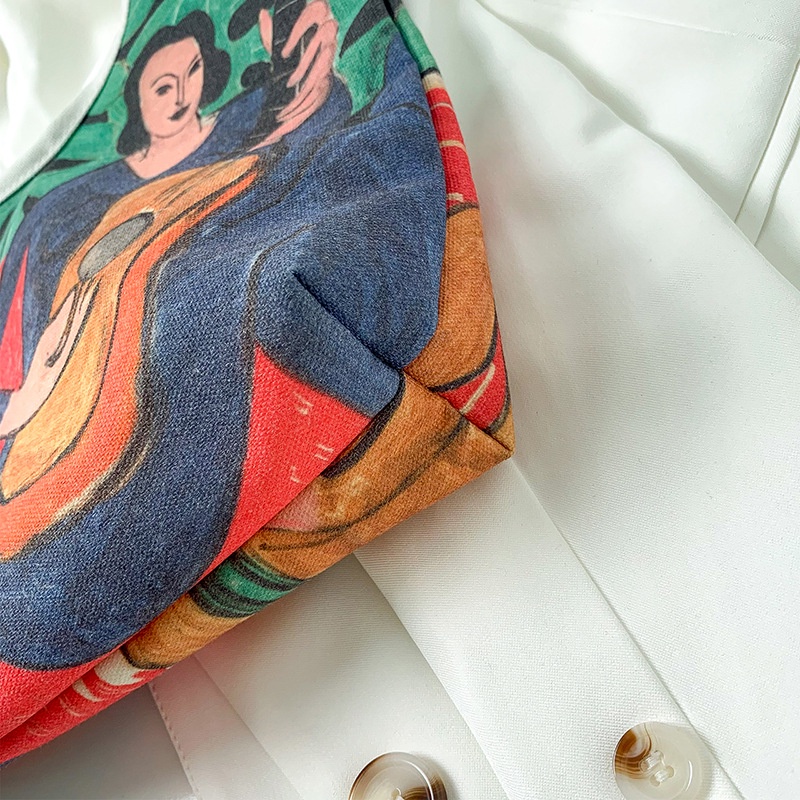 Túi tote Đeo Vai Vải canvas Họa Tiết Tranh Sơn Dầu Cỡ Lớn Thời Trang Cho Nữ TTF172