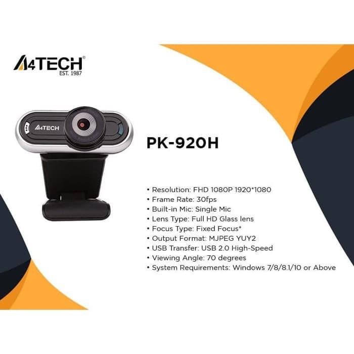 Webcam A4tech Pk-920h Full Hd 1080p Pk920h 30fps | BigBuy360 - bigbuy360.vn