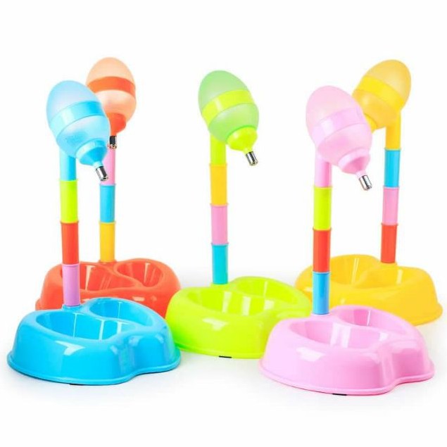 Bát ăn uống nước tự động nhiều màu 2 ngăn(vòi treo)