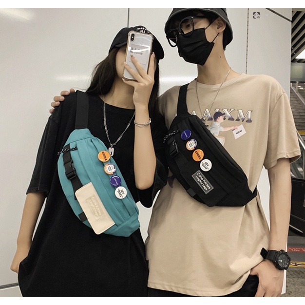 [Túi đeo bao tử nam nữ] [Túi đeo bụng unisex hot trend thời trang ulzzang Hàn Quốc khuy đính đẹp đựng đồ cá nhân] | BigBuy360 - bigbuy360.vn