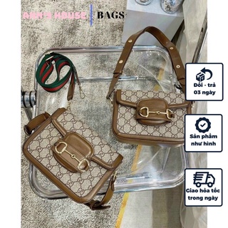 Túi đeo chéo nữ khóa móc, túi đeo vai dây da màu nâu size 21