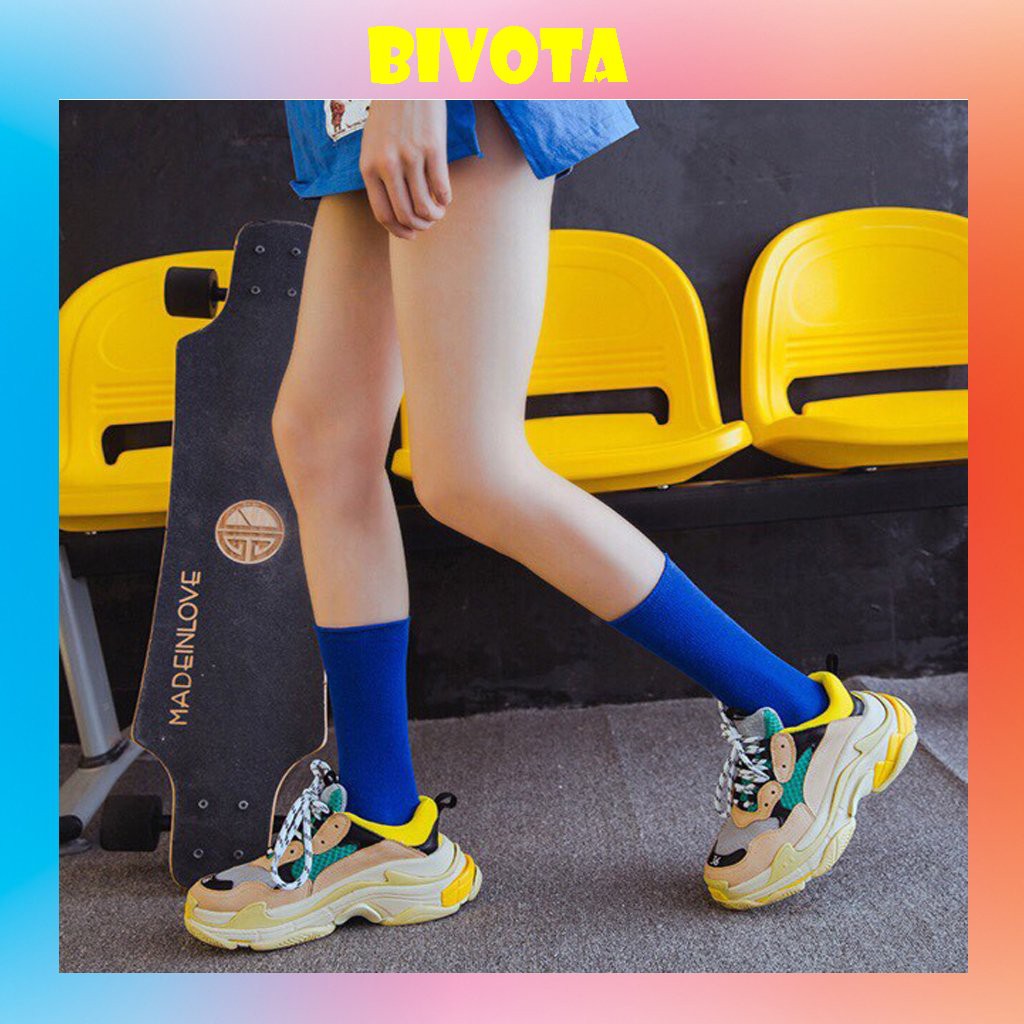 Tất cố cao Bivota Vớ Nữ Nhún Cổ Cao Phong Cách Vintage Hàn Quốc T50