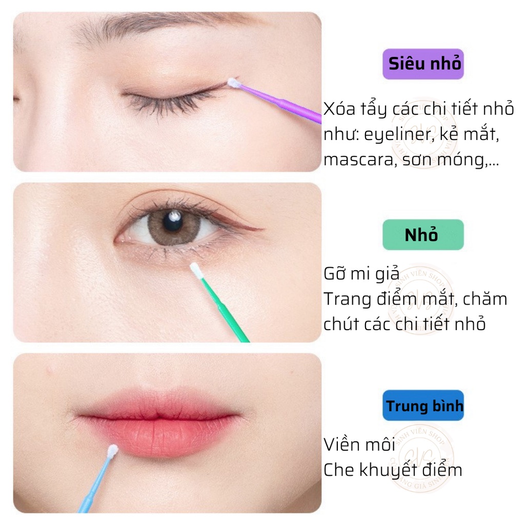 Tăm bông micro siêu nhỏ giúp viền eyeliner, viền môi trang điểm đa năng chiết 20 cây Maycreate