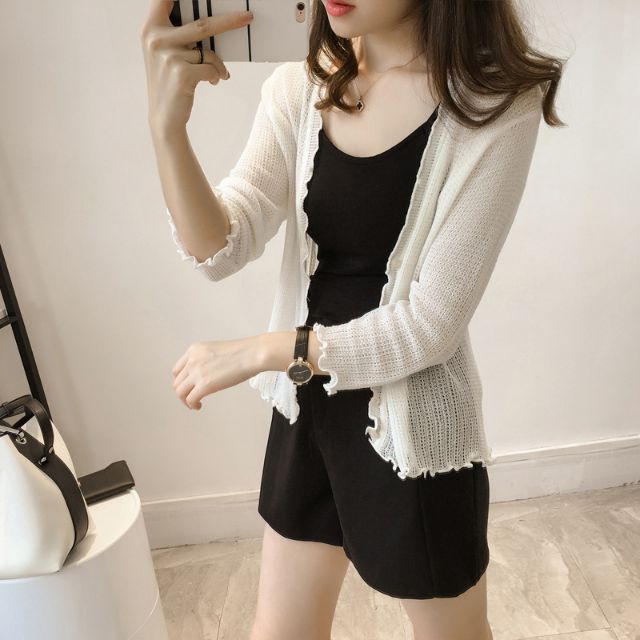 Áo khoác len nữ cardigan mỏng dáng ngắn Hàn Quốc tay lỡ AKL02 - Hàng nhập cao cấp