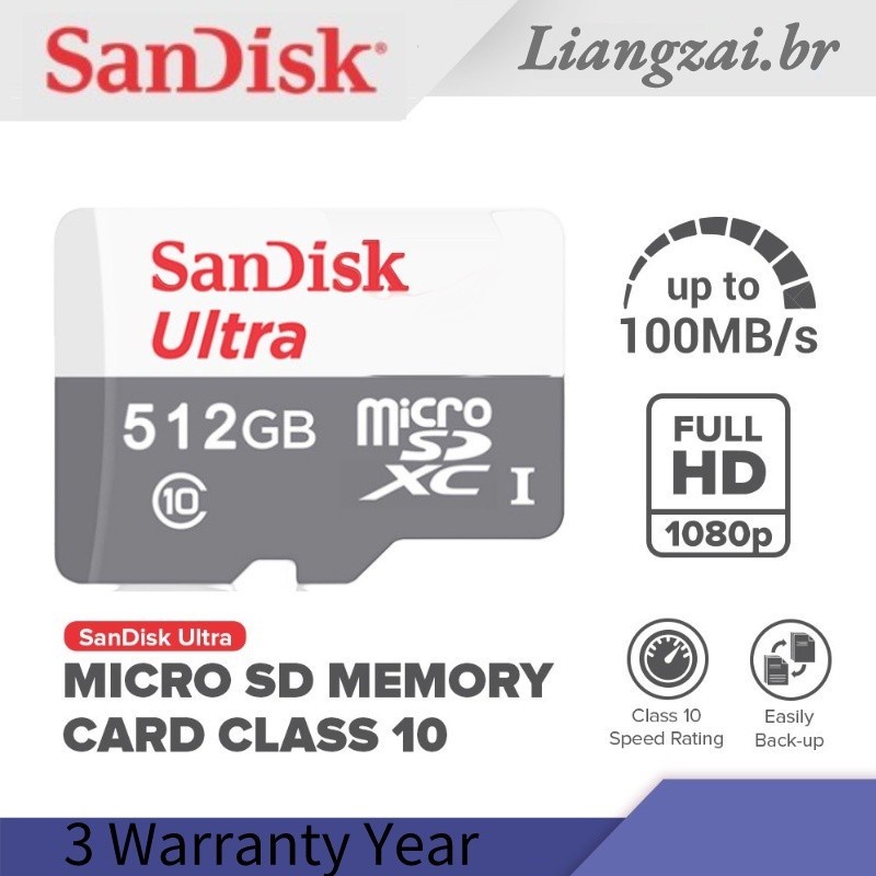Thẻ nhớ Micro SD Sandisk dung lượng 64GB 128GB 256GB 512GB tốc độ 100MB/giây dành cho điện thoại di động/máy tính bảng