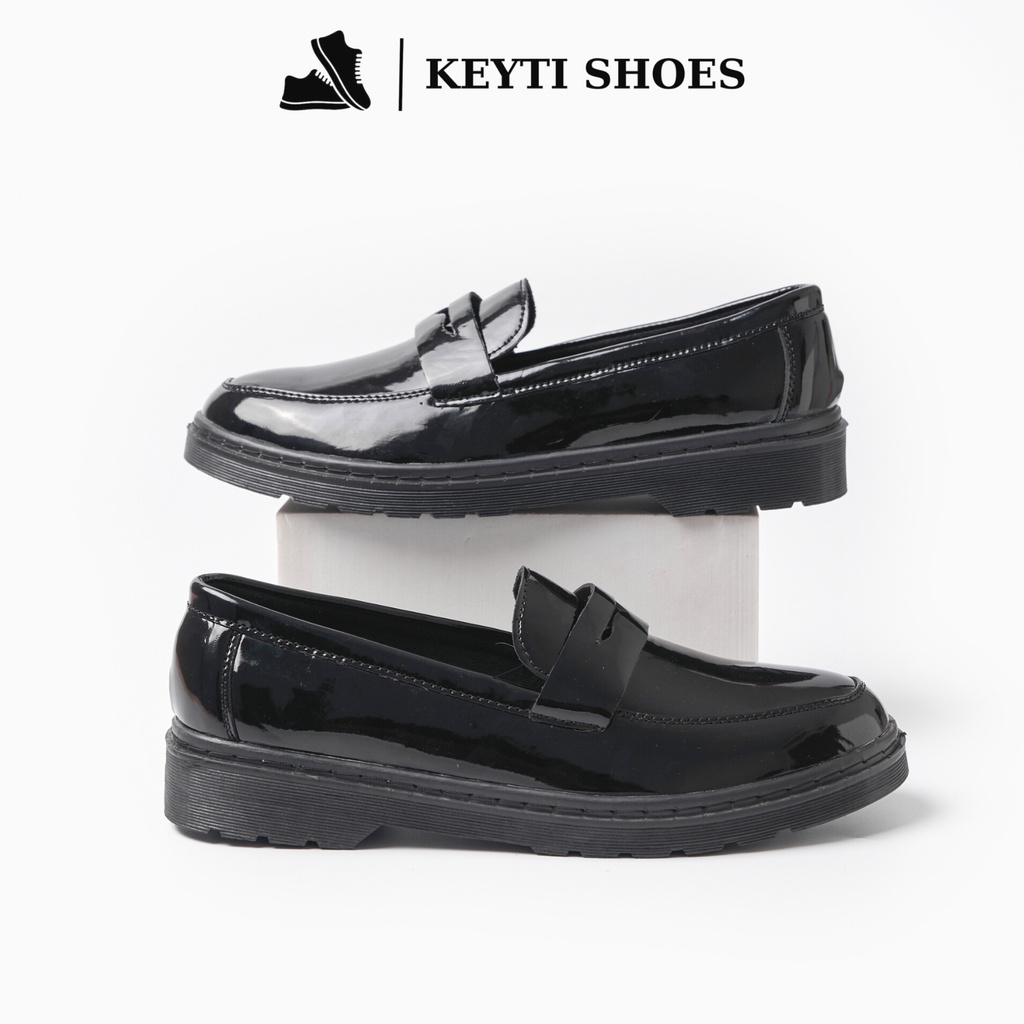 Giày Penny loafer da bóng, đế tăng chiều cao 4cm chống trơn trượt