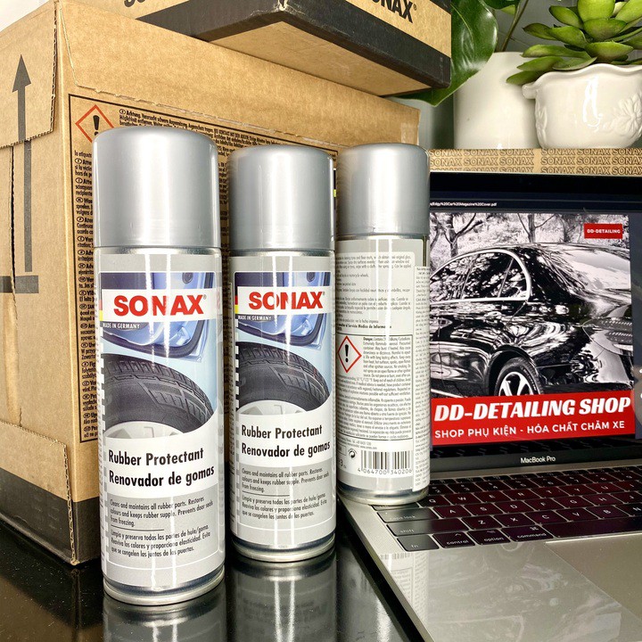 Chai xịt bảo dưỡng cao su, ron cửa và lốp xe ô tô Sonax 340200 - Hàng chính hãng nhập khẩu Đức