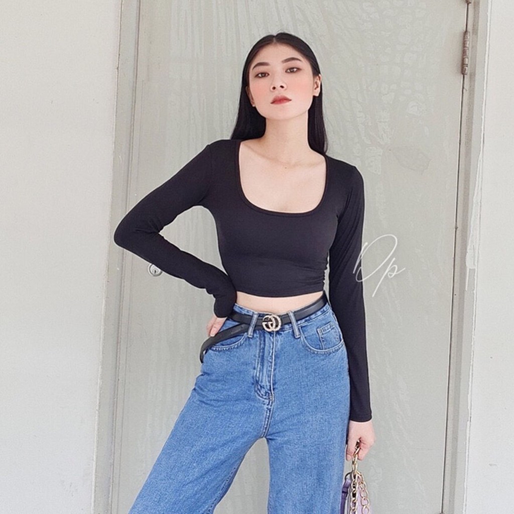 ÁO CROPTOP  CỔ VUÔNG BODY TAY DÀI  MS:Z03