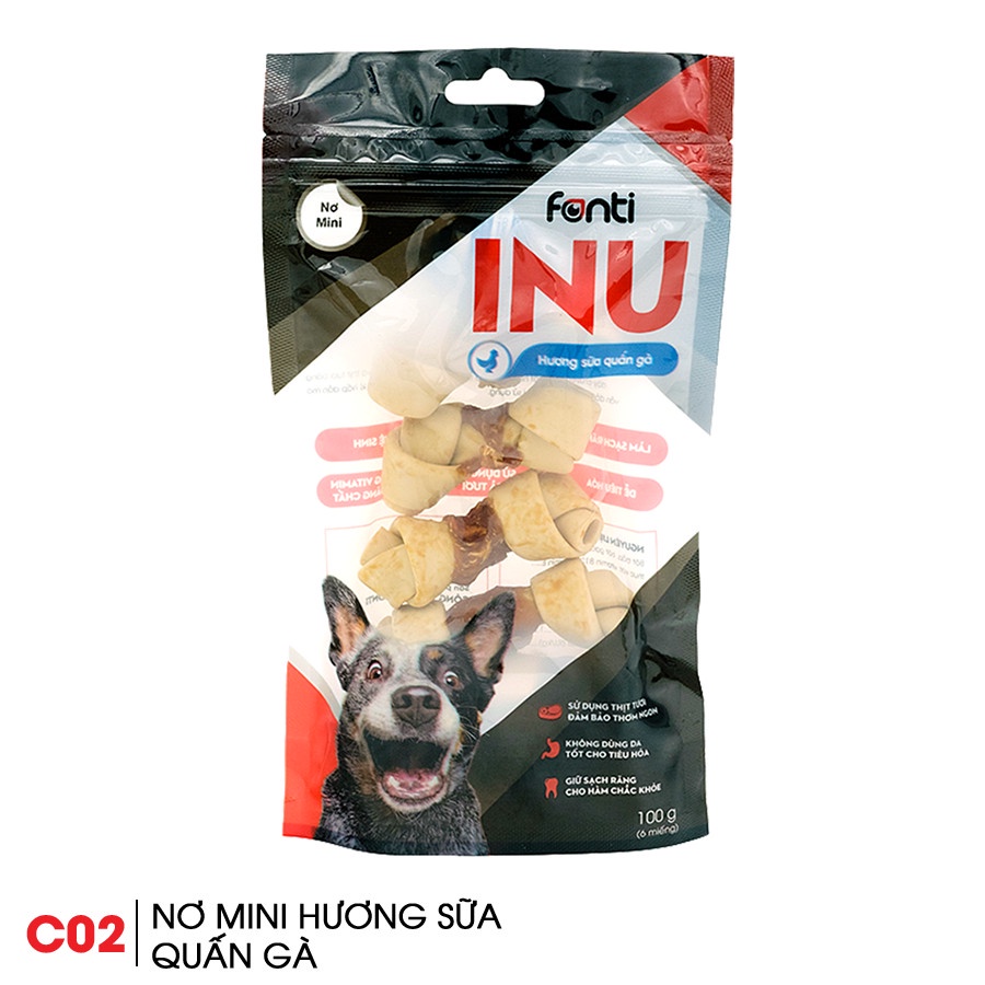 Xương gặm cho chó INU gói 100g- nhiều vị