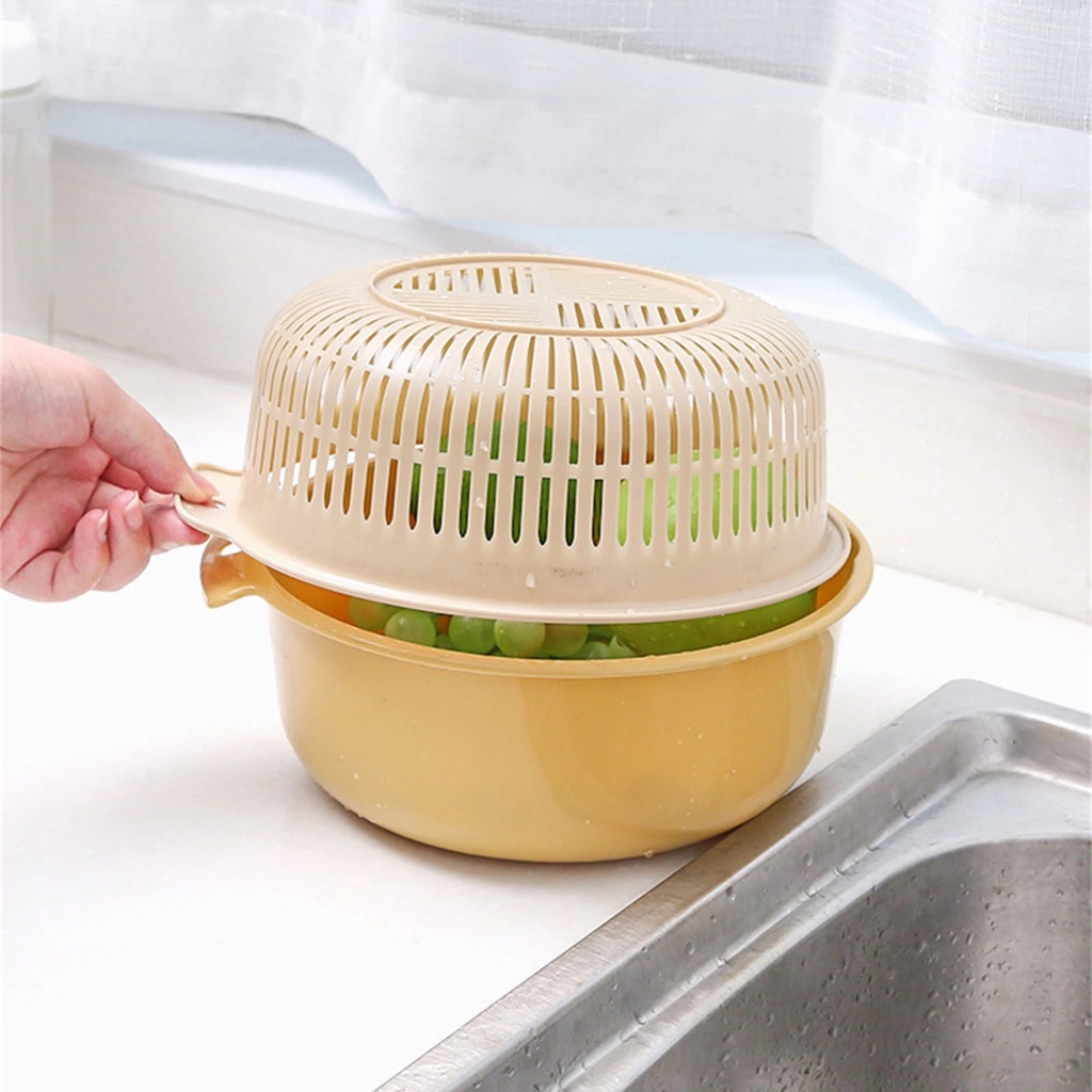 Rổ Rửa Trái Cây Hai Tầng Đa Năng Có Thể Tháo Rời Tiện Dụng Cho Nhà Bếp