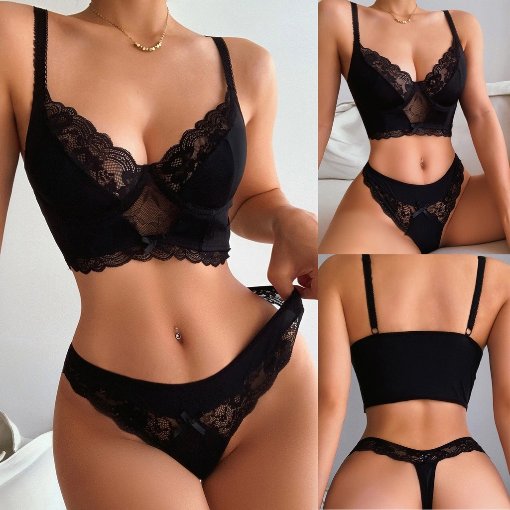 Set đồ lót garter ren có gọng thép gợi cảm thời trang mới