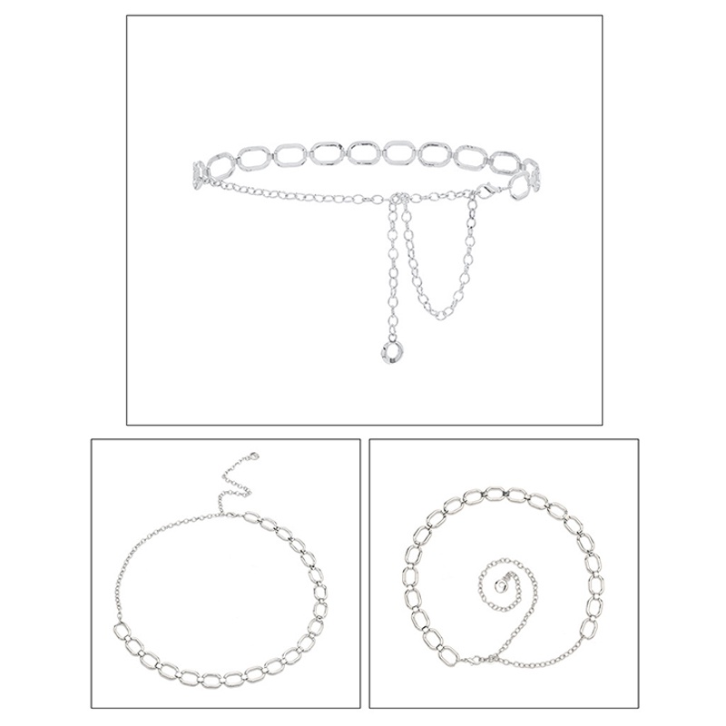 Dây Thắt Lưng Một Lớp Bằng Kim Loại Đục Lỗ Thời Trang Cho Nữ