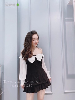 Sét áo nơ + chân váy và ảnh thật