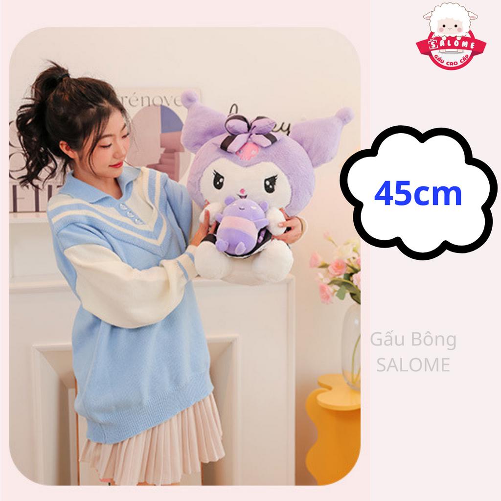 Gấu Bông Con Mèo Kurome Tím Ôm Chuột Mặc Váy Lolita Salome Cute, Qùa Tặng Cao Cấp