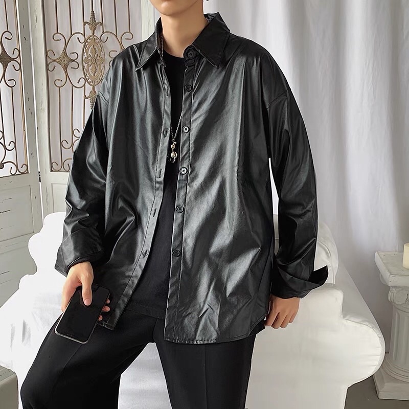 Áo khoác da Unisex dài tay xu hướng mùa thu Harajuku phiên bản hàn quốc áo khoác ngoài cặp đôi retro