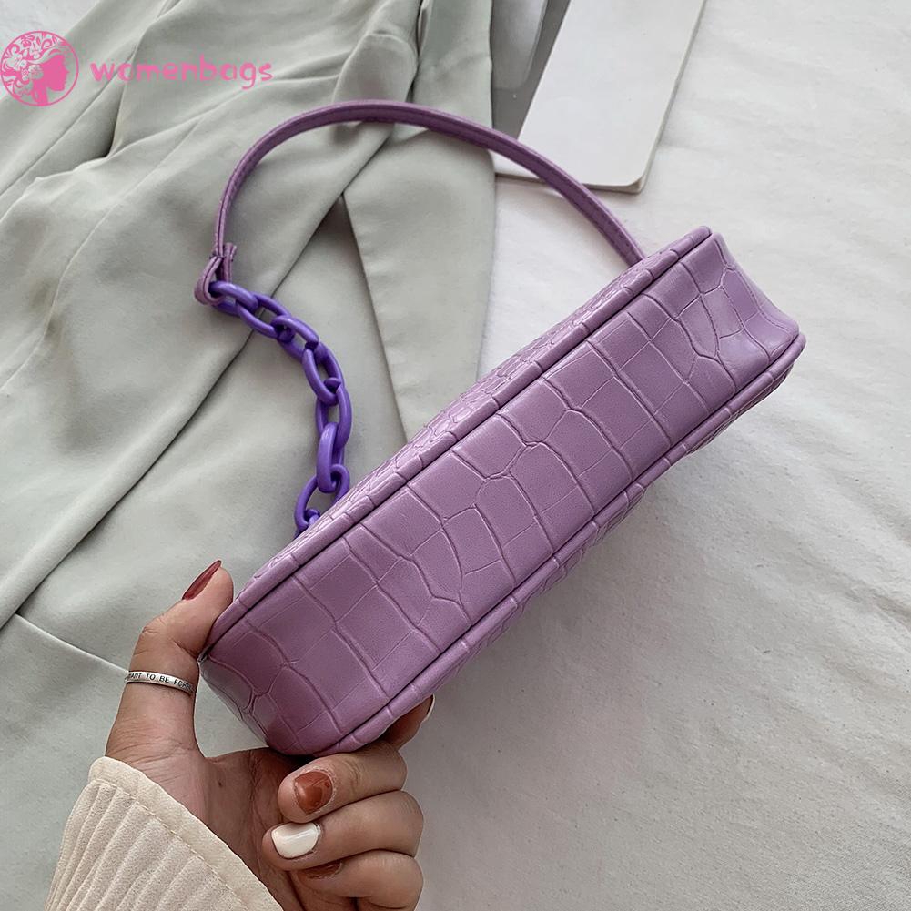 Túi xách nữ bằng da PU màu trơn họa tiết da cá sấu | BigBuy360 - bigbuy360.vn