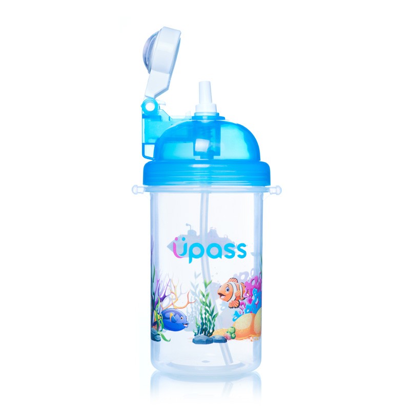 Bình uống nước cao cấp Upass 420ml nắp bật có ống hút cho bé trên 12 tháng tuổi UP0820Y