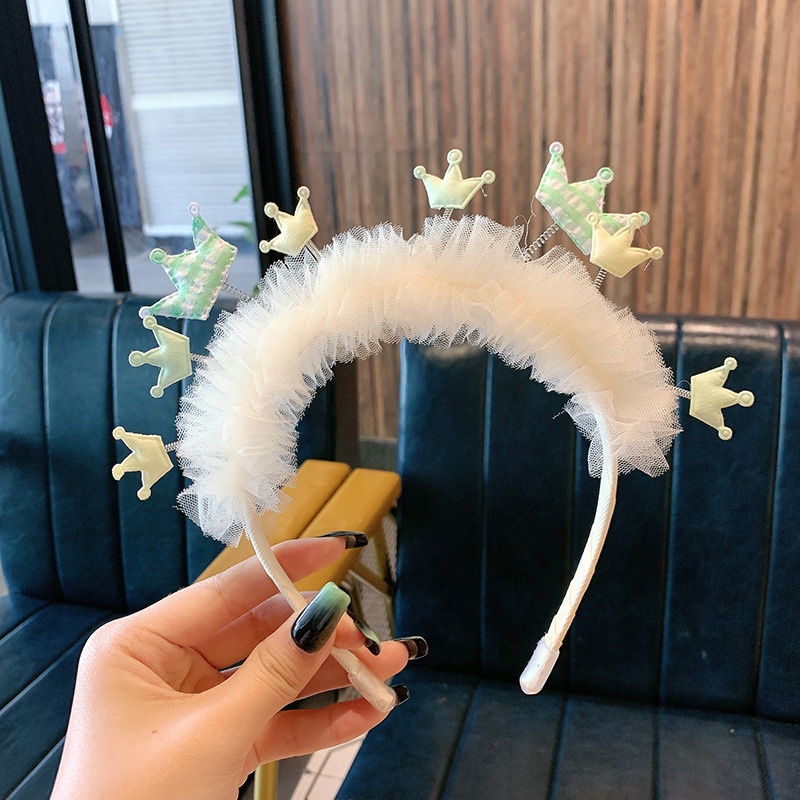 Băng Đô Cài Tóc Phối Ren Ruy Băng Chống Trượt Dễ Thương Cho Bé Gái