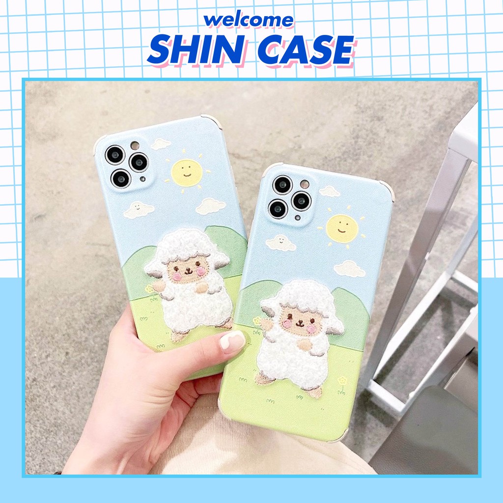 Ốp lưng iphone Cừu thêu viền chống va đập 5/5s/6/6plus/6s/6splus/7/7plus/8/8plus/x/xr/xs/11/12/pro/max/plus/promax