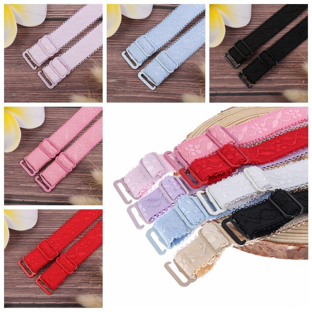 JUNE Set 2 Cặp Dây Áo Ngực Co Giãn Có Thể Tháo Rời Thêu Họa Tiết Xinh Xắn