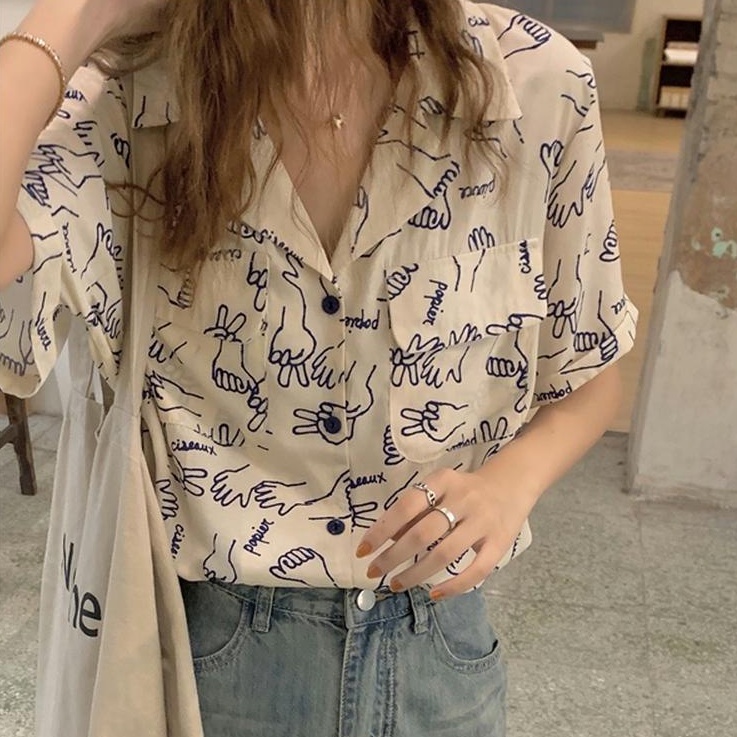 Áo Sơ Mi Ngắn Tay In Họa Tiết Vui Nhộn 49776