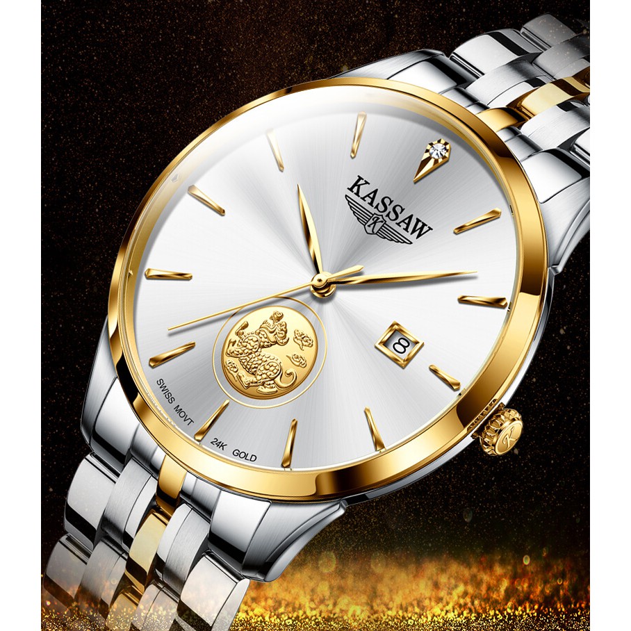Đồng hồ nam chính hãng KASSAW K111-1 Kính sapphire ,chống xước,Chống nước ,BH 24 tháng,Máy pin ( Quartz) ,dây kim loại