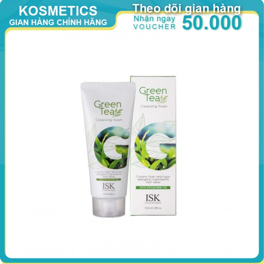 Sữa rửa mặt ISK trà xanh Green Tea Cleansing Foam 100ml