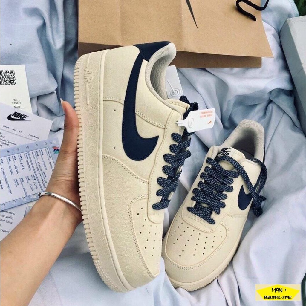 (SALE SỐC) Giày thể thao Air Force 1 cổ thấp, chất liệu vải, vẩy xanh xám bao chất dành cho nam nữ, cặp đôi