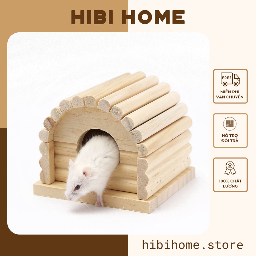 Nhà Ngủ Cho Lồng Hamster Gỗ Thông Cao Cấp Mái Tròn 11*10*9cm