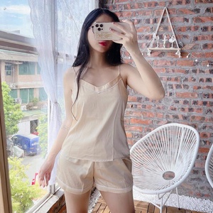 Bộ Pijama nữ MADELA quần ngắn áo hai dây lụa Hàn Cao Cấp Bộ ngủ nữ mặc nhà 2 dây lụa ngắn nhiều màu-SN07