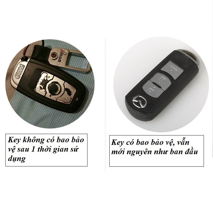 Combo Móc và bao chìa khóa 2 nút bấm dùng cho ô tô Mazda 2 Mazda 3 Mazda 6 CX5 CX9