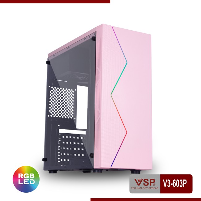 Thùng Máy Tính Case VSP V3-603 Tích hợp LED RGB (Chưa Bao Gồm Fan)