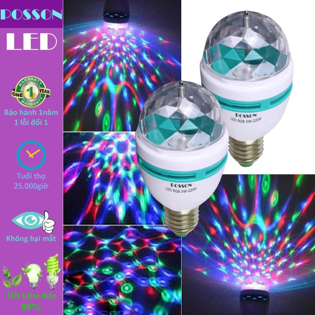 2 Đèn Led sân khấu vũ trường nhiều màu RGB 3w pha lê xoay tròn Posson L-RGB3