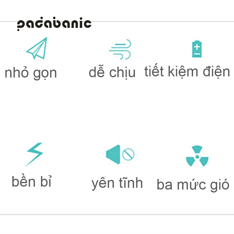 Quạt Mini Để Bàn Sạc Tích Điện Tiện Lợi Với Ba Mức Gió Tặng Kèm Cáp Sạc