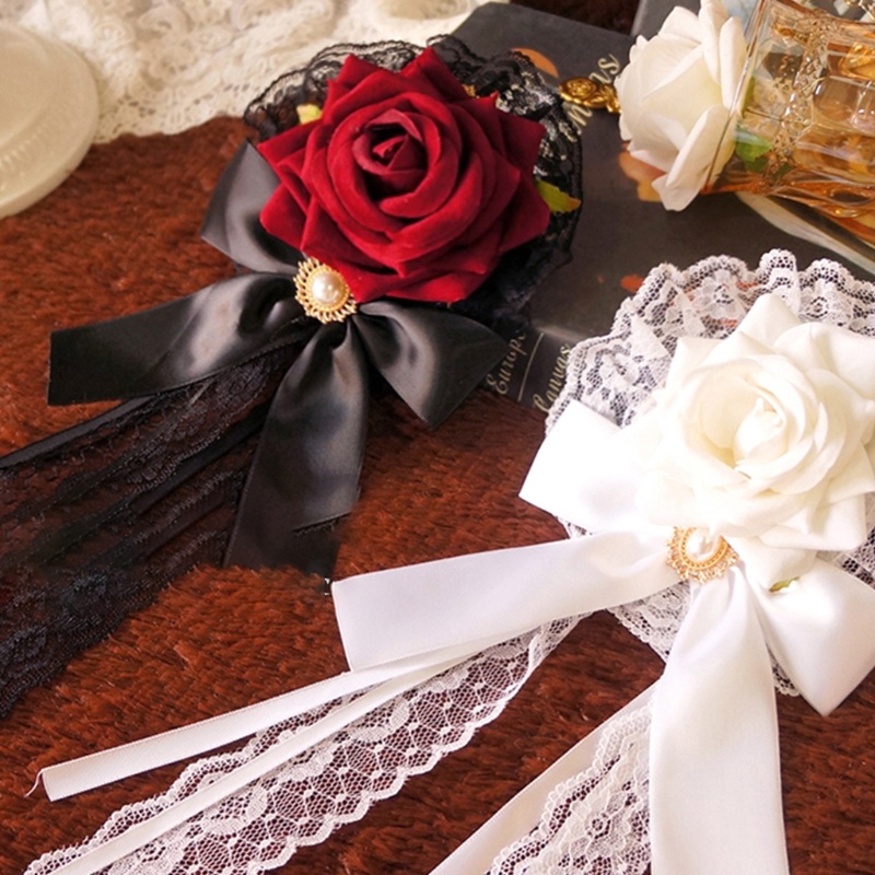 Kẹp Tóc Đính Nơ Ren Ruy Băng Phong Cách Lolita